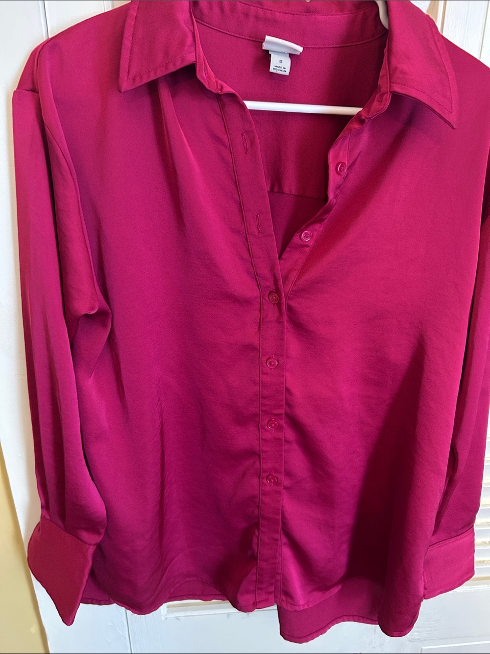 a new day Fuchsia Button-Front Blouse
